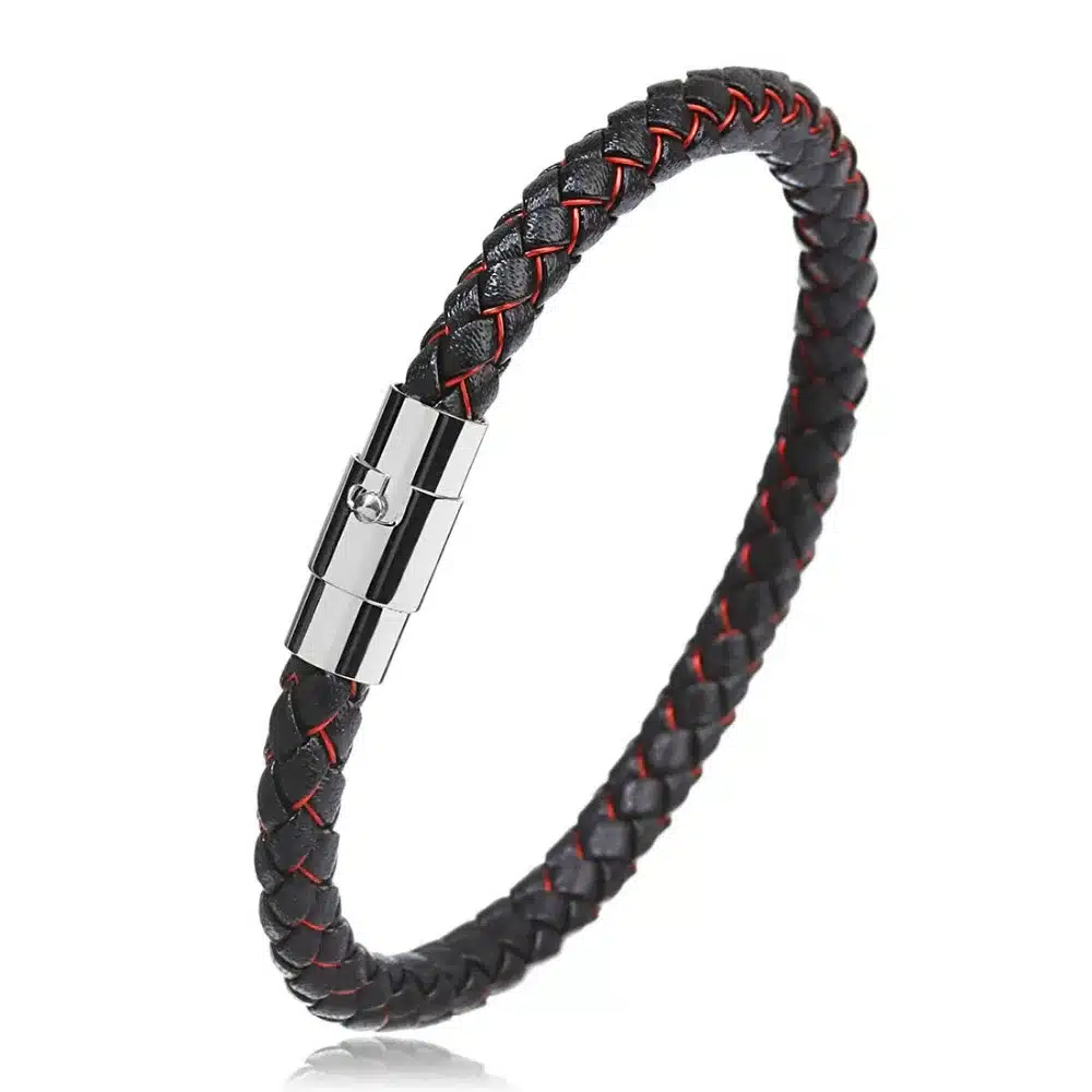 LOULEUR 2017 New 100% Genuine Braided Leather Bracelet Men Women Stainless Steel Magnetic Clasp Male Bracelets Bangles Jewelry 29