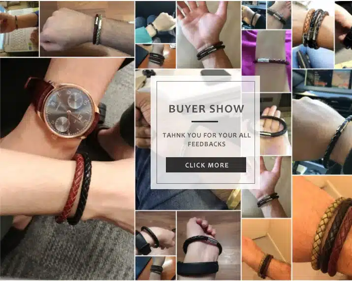 LOULEUR 2017 New 100% Genuine Braided Leather Bracelet Men Women Stainless Steel Magnetic Clasp Male Bracelets Bangles Jewelry 34