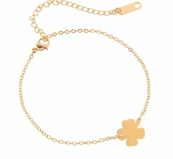 Stainless Steel Lucky Four Leaf Clover Irish Good Luck Bracelet For Women Rose Gold Colour Minimalism Shamrock St. Patrick's Day 26