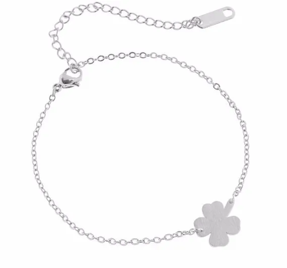 Stainless Steel Lucky Four Leaf Clover Irish Good Luck Bracelet For Women Rose Gold Colour Minimalism Shamrock St. Patrick's Day 27
