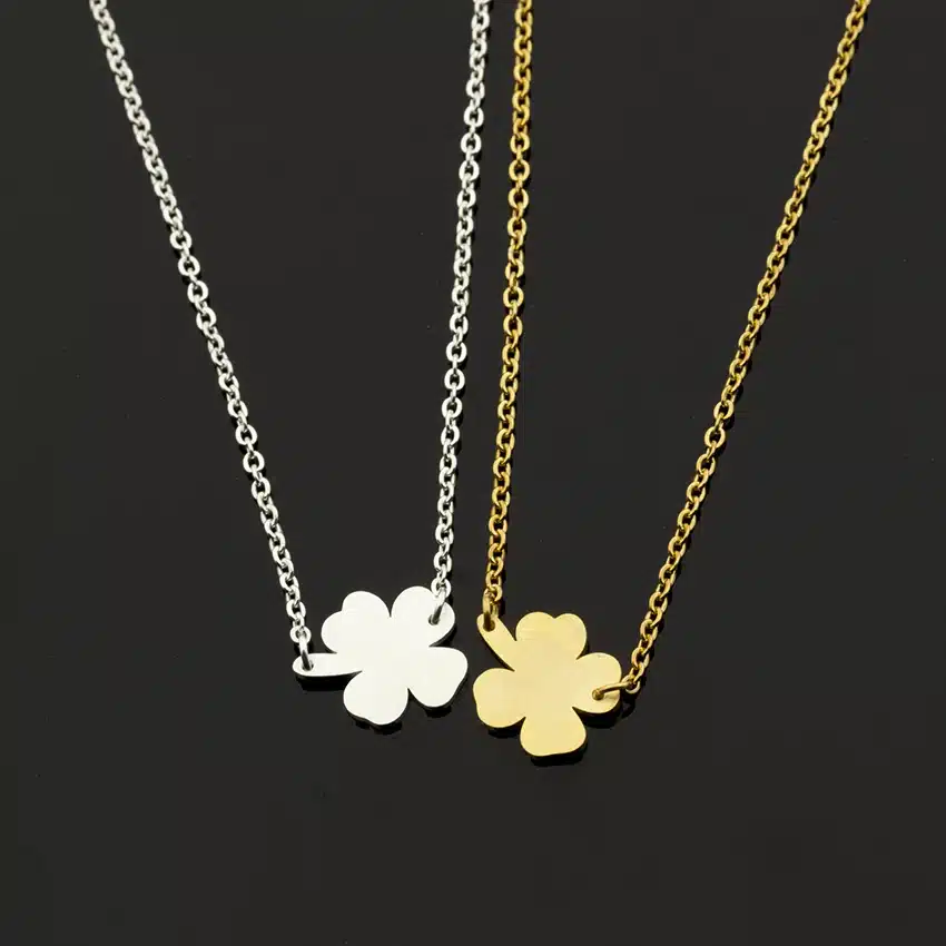 Stainless Steel Lucky Four Leaf Clover Irish Good Luck Bracelet For Women Rose Gold Colour Minimalism Shamrock St. Patrick's Day 32