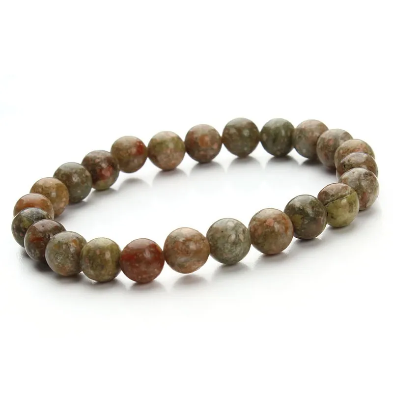 2018 New Summer Style Natural Stone Beads Bracelet Women Men Pink Blue White Yellow Red Beaded Stretch Bracelets Bangles F2852 17