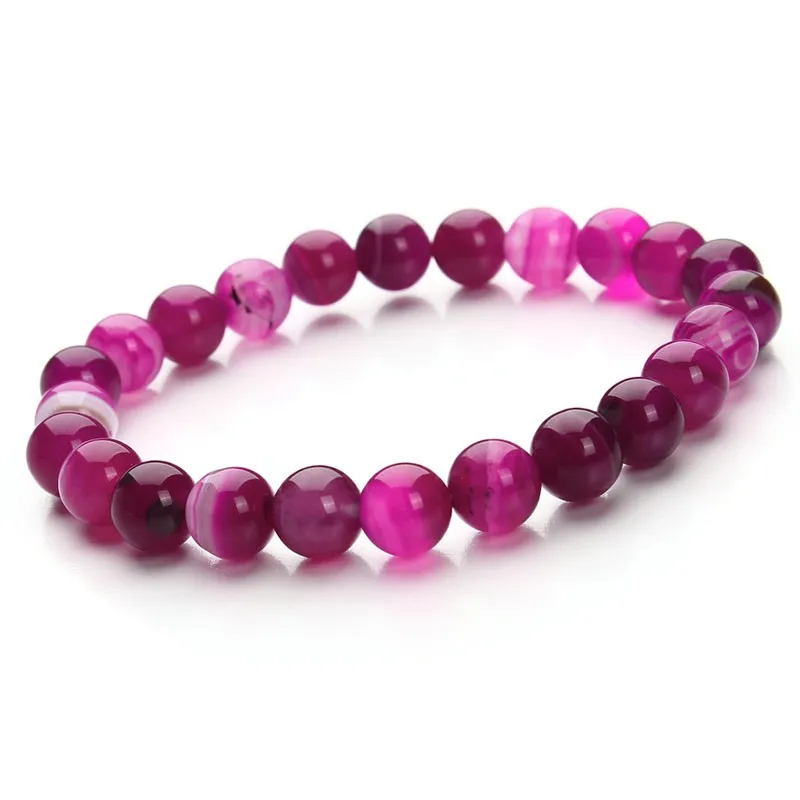 2018 New Summer Style Natural Stone Beads Bracelet Women Men Pink Blue White Yellow Red Beaded Stretch Bracelets Bangles F2852 22