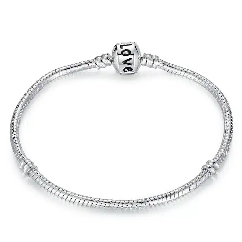 2018 Hot Silver Love Snake Chain Fit Original Bracelet Charm Bead Jewelry Gift For Men Women 16-21cm XCH1092 14