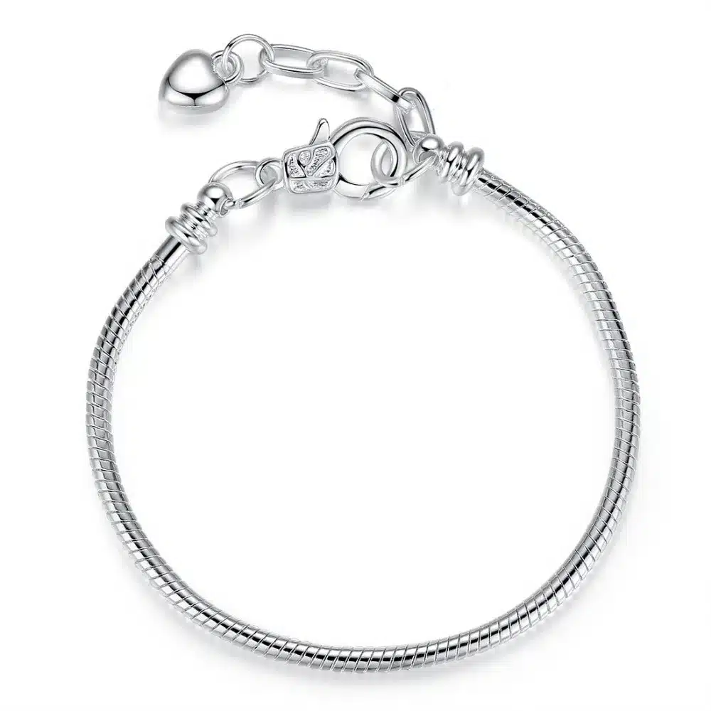 2018 Hot Silver Love Snake Chain Fit Original Bracelet Charm Bead Jewelry Gift For Men Women 16-21cm XCH1092 21