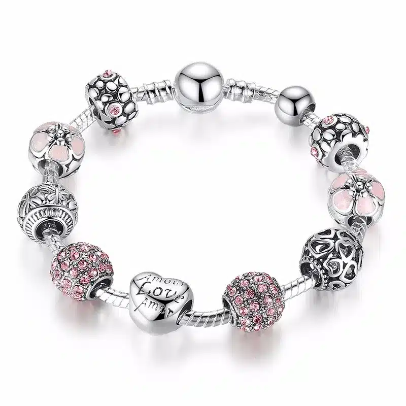 2018 Hot Sale Silver LOVE FOREVER Amor Amour Charm Bracelet for Women DIY Jewelry Original Beads Bracelets Gift XCH1455 15