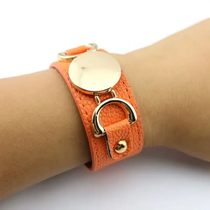 2017 Newest Trendy Leather Warp Silver Monogram Bracelet for Women Silver Blank Disc Multilayer Cuff Bracelets & Bangles 33