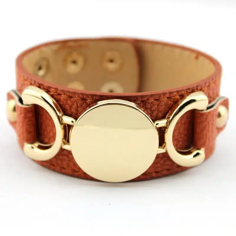 2017 Newest Trendy Leather Warp Silver Monogram Bracelet for Women Silver Blank Disc Multilayer Cuff Bracelets & Bangles 42