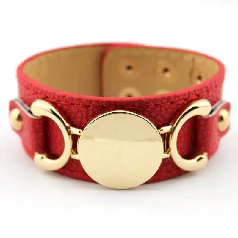 2017 Newest Trendy Leather Warp Silver Monogram Bracelet for Women Silver Blank Disc Multilayer Cuff Bracelets & Bangles 47