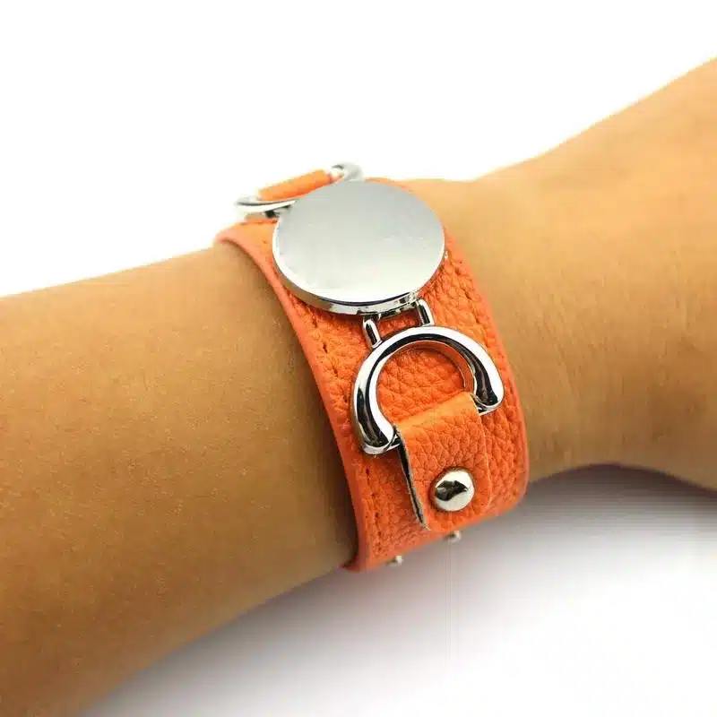 2017 Newest Trendy Leather Warp Silver Monogram Bracelet for Women Silver Blank Disc Multilayer Cuff Bracelets & Bangles 56