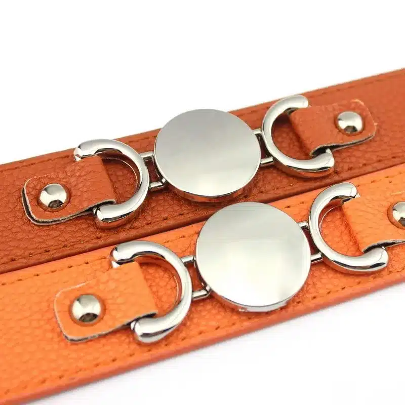 2017 Newest Trendy Leather Warp Silver Monogram Bracelet for Women Silver Blank Disc Multilayer Cuff Bracelets & Bangles 57