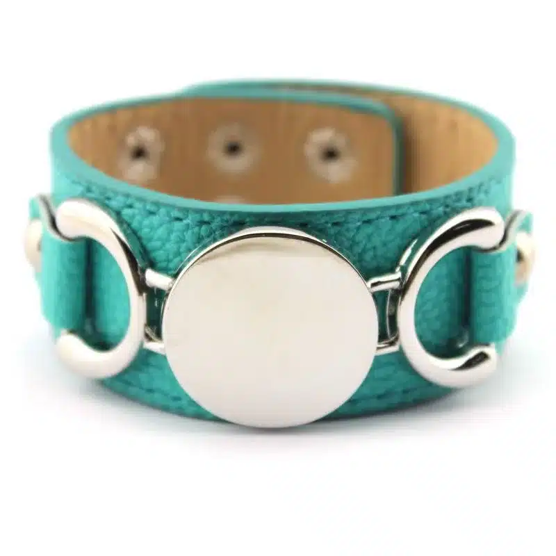 2017 Newest Trendy Leather Warp Silver Monogram Bracelet for Women Silver Blank Disc Multilayer Cuff Bracelets & Bangles 61