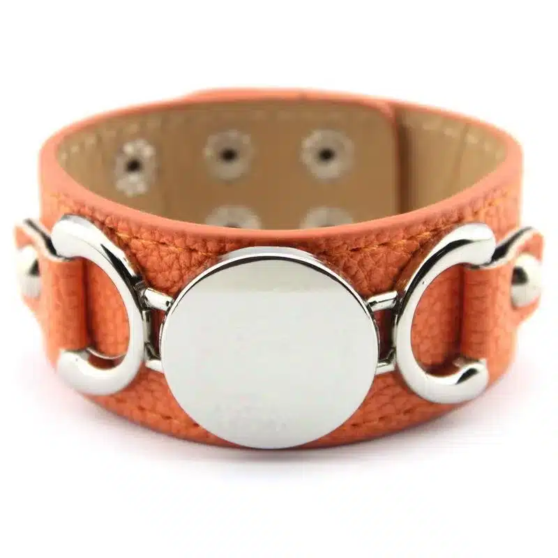 2017 Newest Trendy Leather Warp Silver Monogram Bracelet for Women Silver Blank Disc Multilayer Cuff Bracelets & Bangles 63