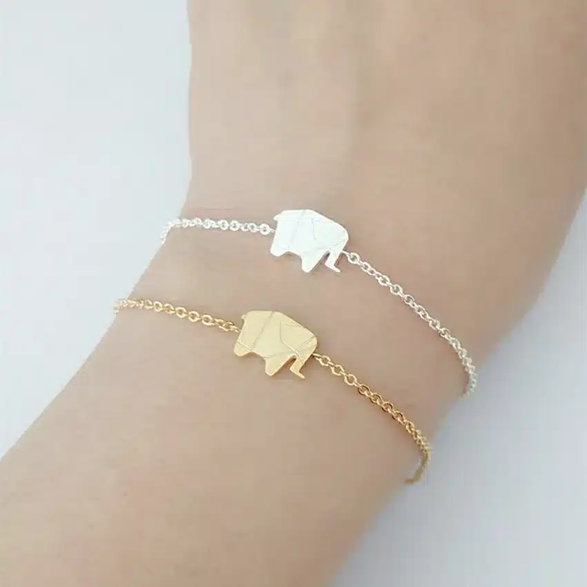 2017 Gold Color Charms Bracelet Femme Stainless Steel Women Dainty Jewelry Lucky Origami Elephant Bracelets Friendship Gifts BFF 16