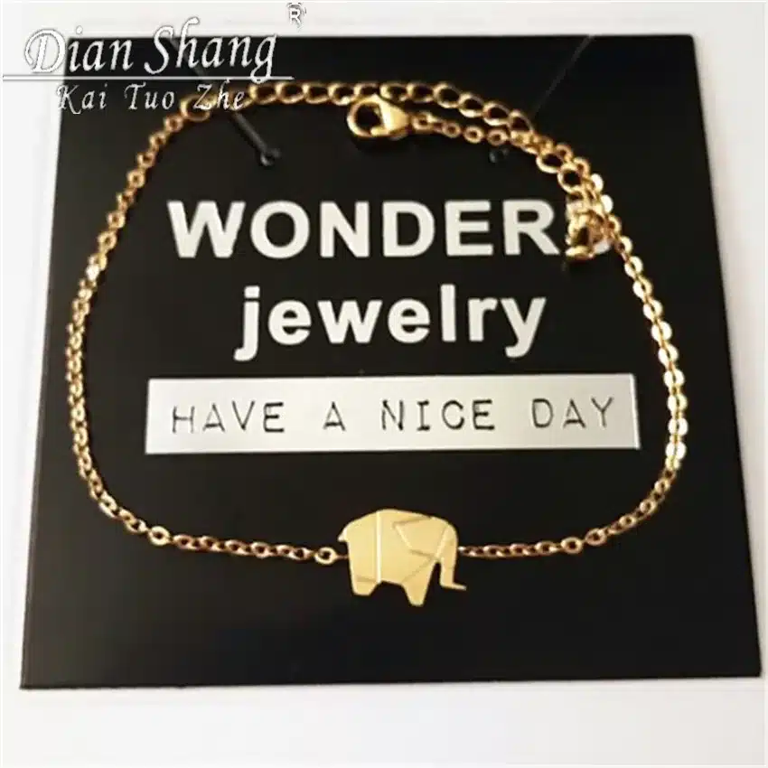 2017 Gold Color Charms Bracelet Femme Stainless Steel Women Dainty Jewelry Lucky Origami Elephant Bracelets Friendship Gifts BFF 17