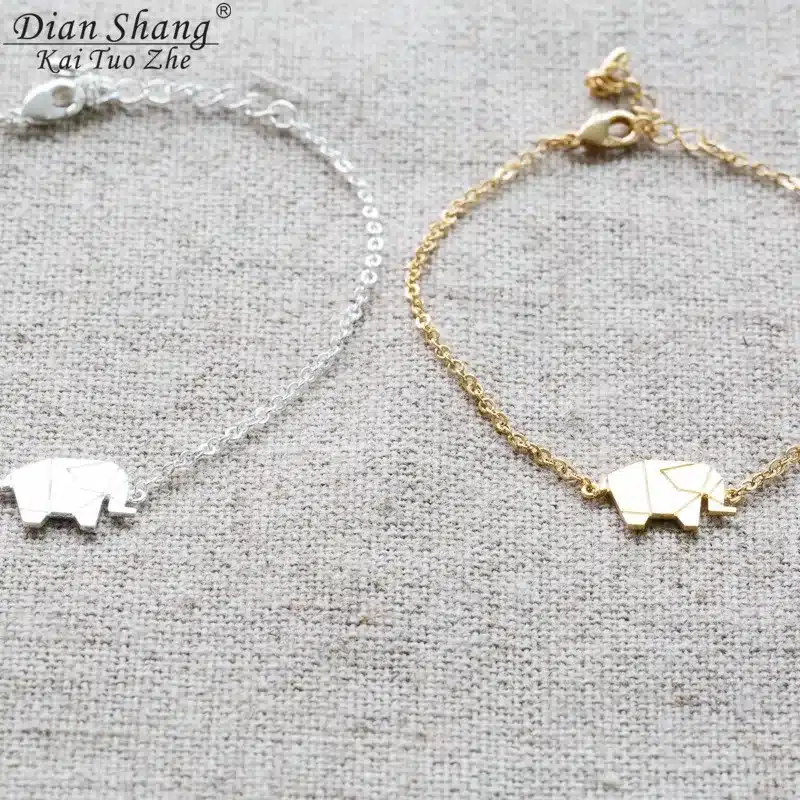 2017 Gold Color Charms Bracelet Femme Stainless Steel Women Dainty Jewelry Lucky Origami Elephant Bracelets Friendship Gifts BFF 19