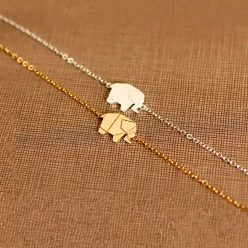 2017 Gold Color Charms Bracelet Femme Stainless Steel Women Dainty Jewelry Lucky Origami Elephant Bracelets Friendship Gifts BFF 22