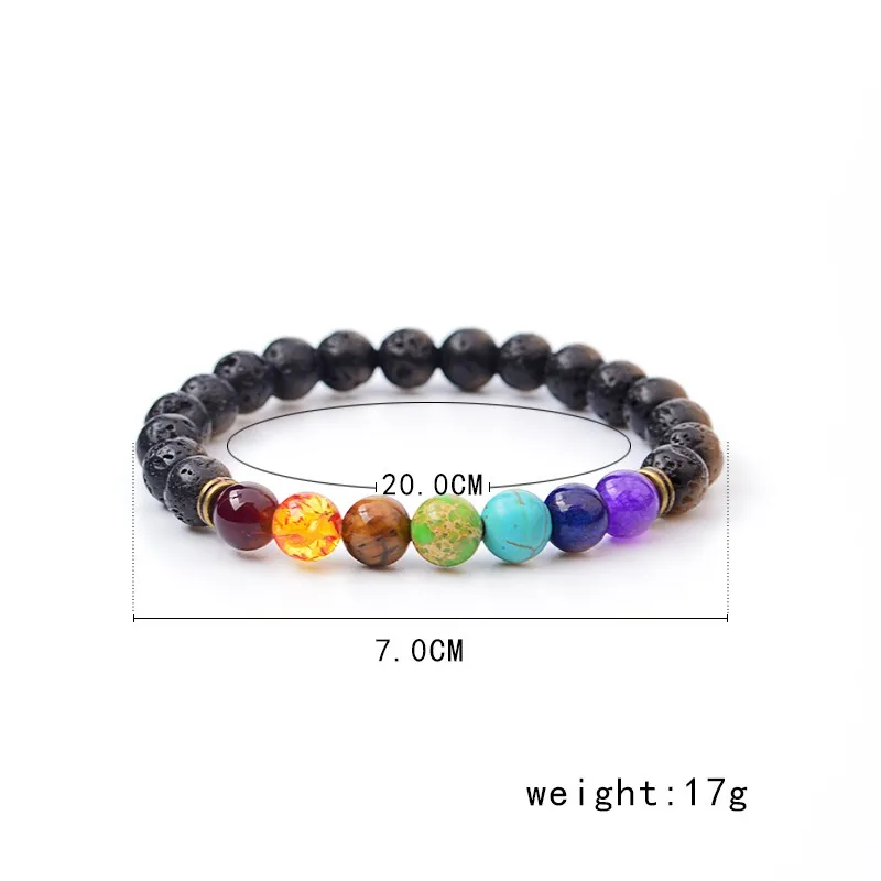 Multicolor Tiger Eye Stone Black Resin Lava Beads Chakra Bracelets Wristband Bangles bijoux Rope Chain Women Men Jewelry 16