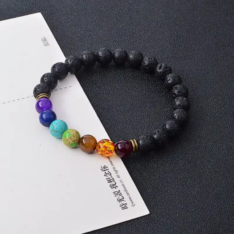 Multicolor Tiger Eye Stone Black Resin Lava Beads Chakra Bracelets Wristband Bangles bijoux Rope Chain Women Men Jewelry 18