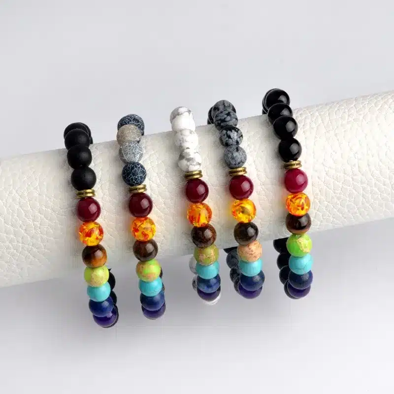 Multicolor Tiger Eye Stone Black Resin Lava Beads Chakra Bracelets Wristband Bangles bijoux Rope Chain Women Men Jewelry 23