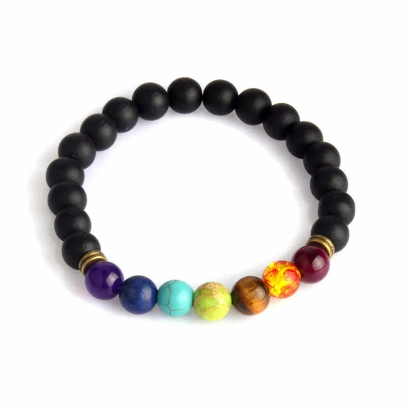 Multicolor Tiger Eye Stone Black Resin Lava Beads Chakra Bracelets Wristband Bangles bijoux Rope Chain Women Men Jewelry 24