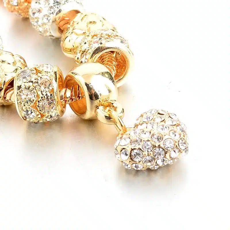 MELIHE Crystal Heart Charm Bracelet For Women Gold Bracelets Bangles Female Jewelry SBR160059 6