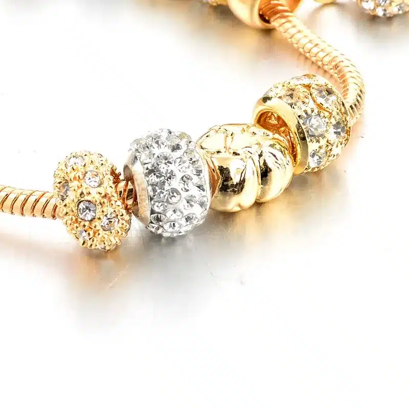 MELIHE Crystal Heart Charm Bracelet For Women Gold Bracelets Bangles Female Jewelry SBR160059 7