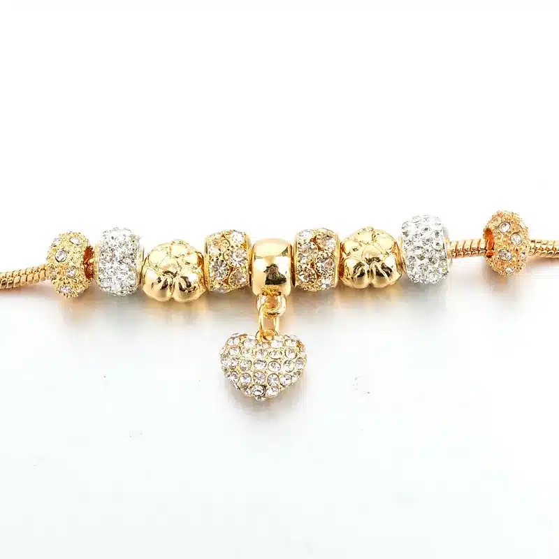 MELIHE Crystal Heart Charm Bracelet For Women Gold Bracelets Bangles Female Jewelry SBR160059 9