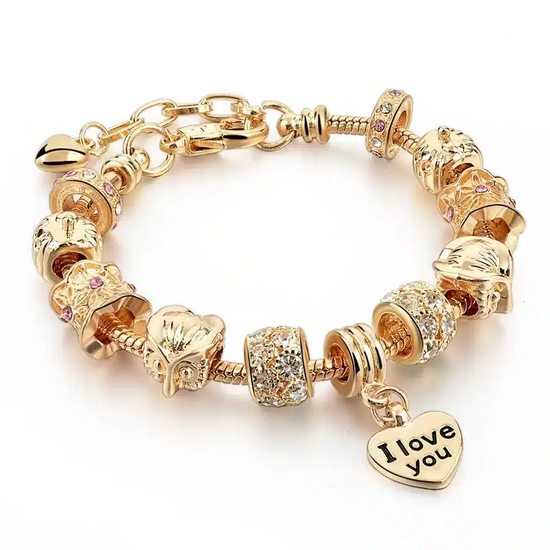 MELIHE Crystal Heart Charm Bracelet For Women Gold Bracelets Bangles Female Jewelry SBR160059 11