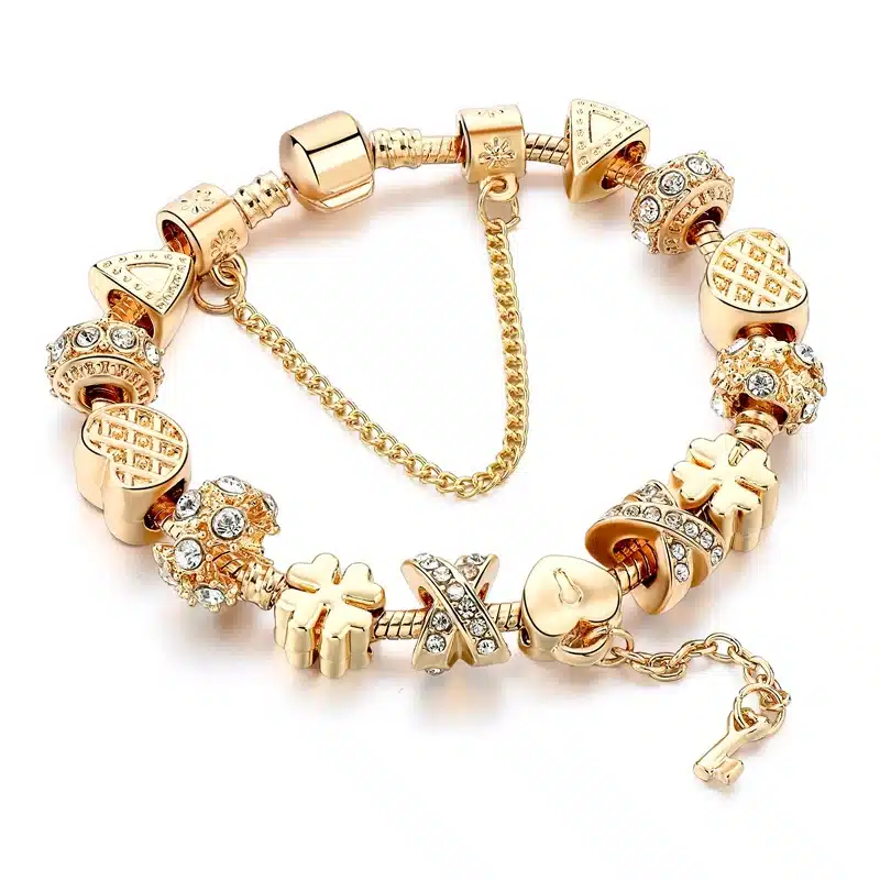 MELIHE Crystal Heart Charm Bracelet For Women Gold Bracelets Bangles Female Jewelry SBR160059 13