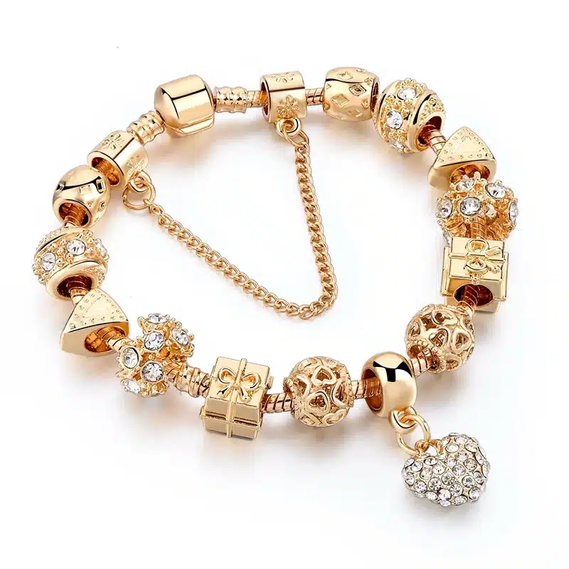 MELIHE Crystal Heart Charm Bracelet For Women Gold Bracelets Bangles Female Jewelry SBR160059 14