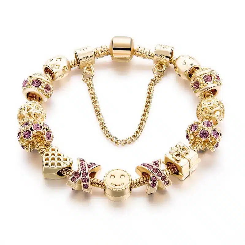 MELIHE Crystal Heart Charm Bracelet For Women Gold Bracelets Bangles Female Jewelry SBR160059 17