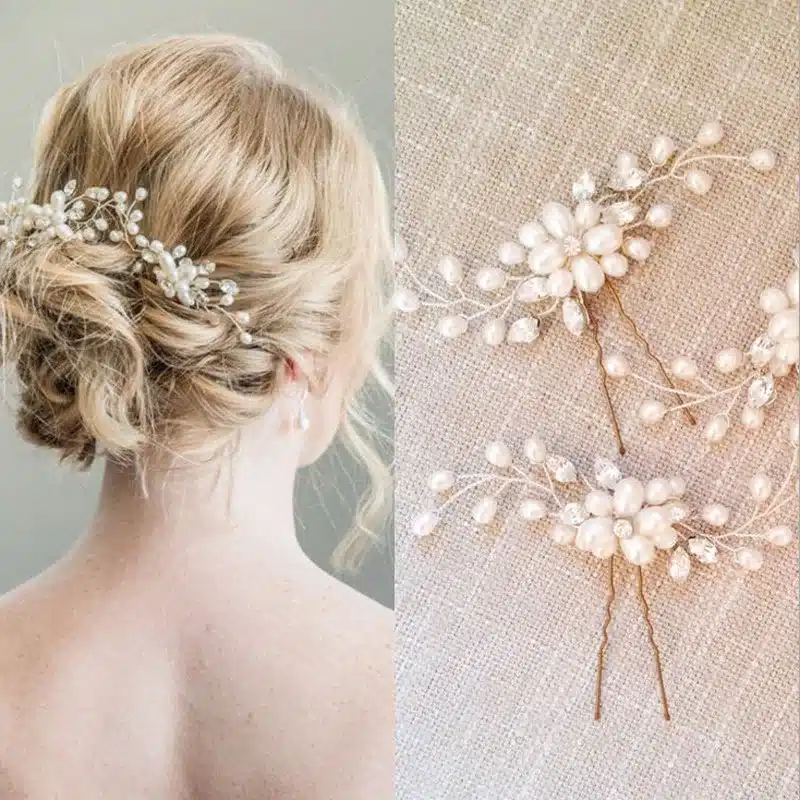 1Pcs Crystal Pearl Hairpins Women Lady Hair Clips Hairclip Hair Flowers Brides Wedding Hair Accessories Headdress Headwear 9