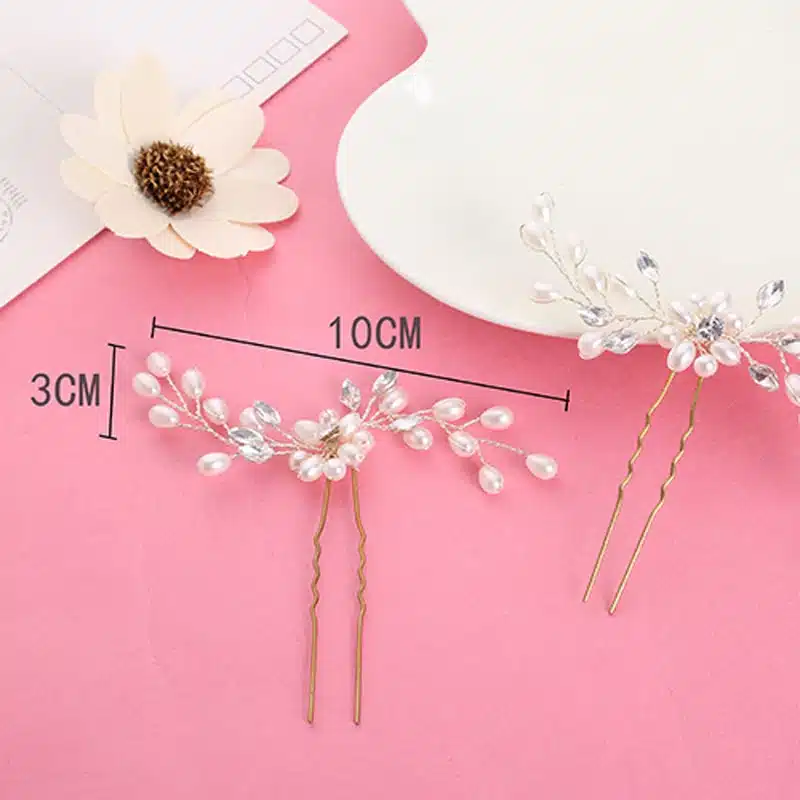 1Pcs Crystal Pearl Hairpins Women Lady Hair Clips Hairclip Hair Flowers Brides Wedding Hair Accessories Headdress Headwear 10
