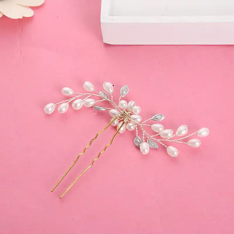 1Pcs Crystal Pearl Hairpins Women Lady Hair Clips Hairclip Hair Flowers Brides Wedding Hair Accessories Headdress Headwear 11