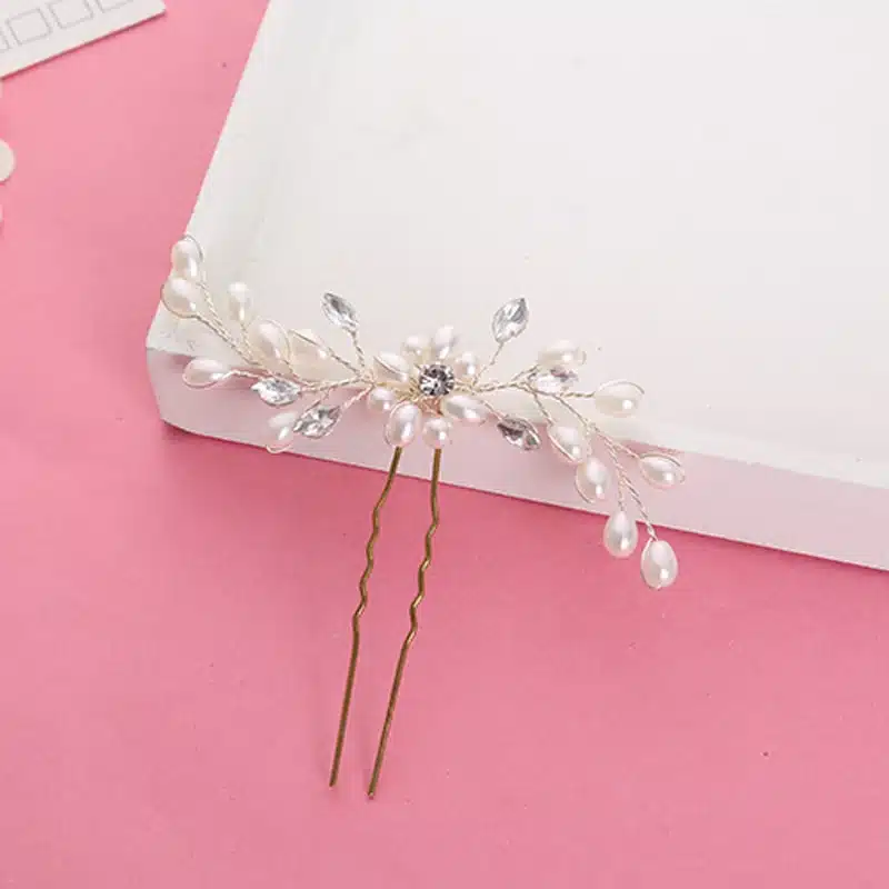 1Pcs Crystal Pearl Hairpins Women Lady Hair Clips Hairclip Hair Flowers Brides Wedding Hair Accessories Headdress Headwear 12