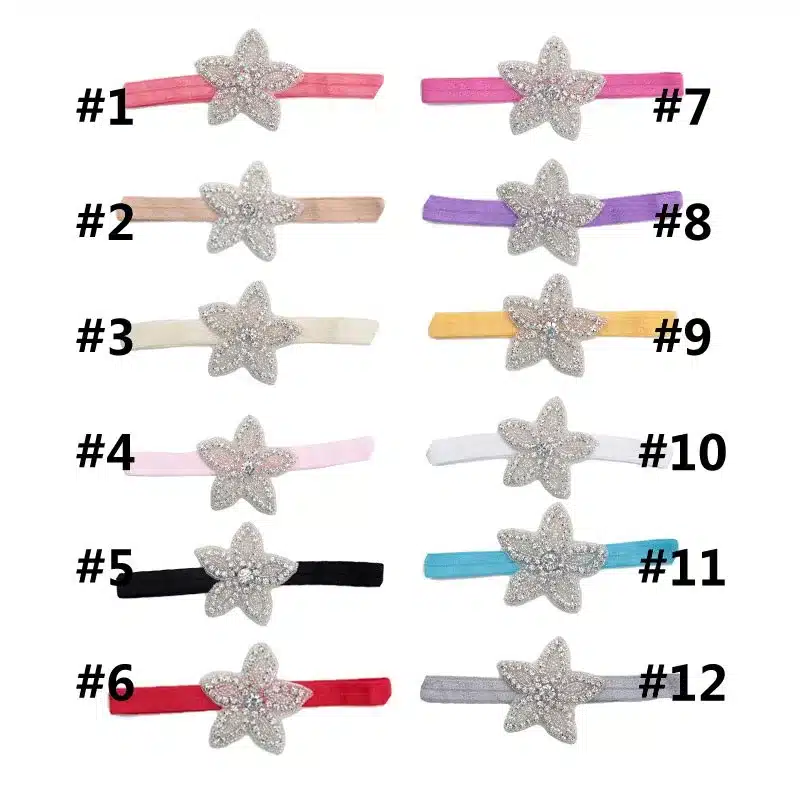 Children Baby Girls Rhinestone Flower Star Headband Hair bands Kids Girls wedding Party Hair Accessories Princess Headwear HB003 12