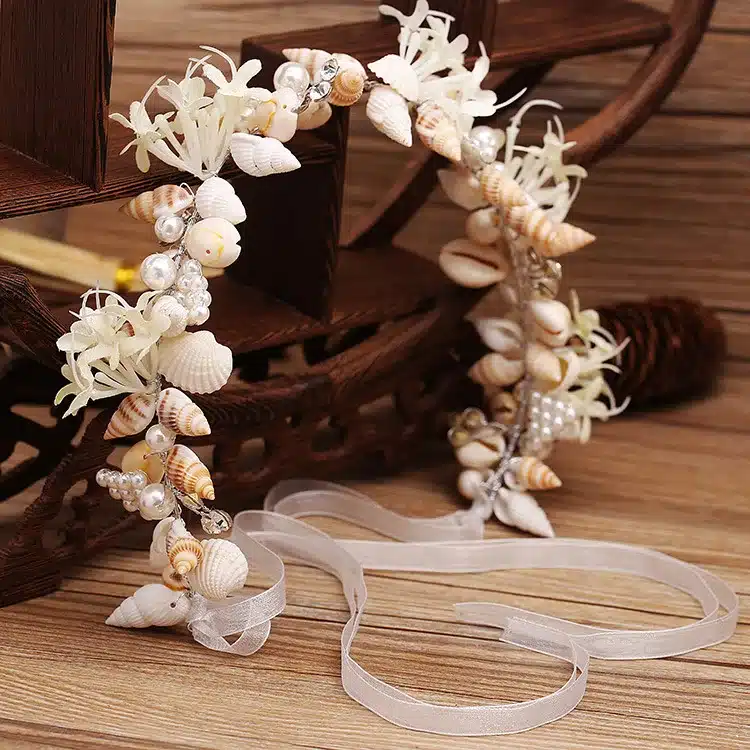 Fashion Beautiful Mermaid Wreath Wedding Bridal Crowns Headband Hair Accessories Girl Summer beach Shell Wreath Head Decoration 10