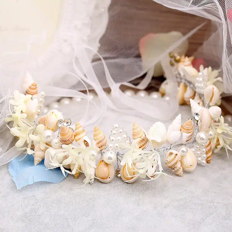 Fashion Beautiful Mermaid Wreath Wedding Bridal Crowns Headband Hair Accessories Girl Summer beach Shell Wreath Head Decoration 12