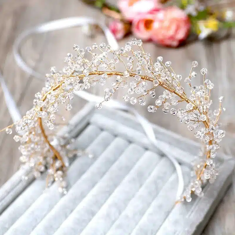 Jonnafe Handmade Pearl Bridal Headband Hair Vine Gold Wedding Tiara Hair Accessories Crystal Women Jewelry Headbands 12