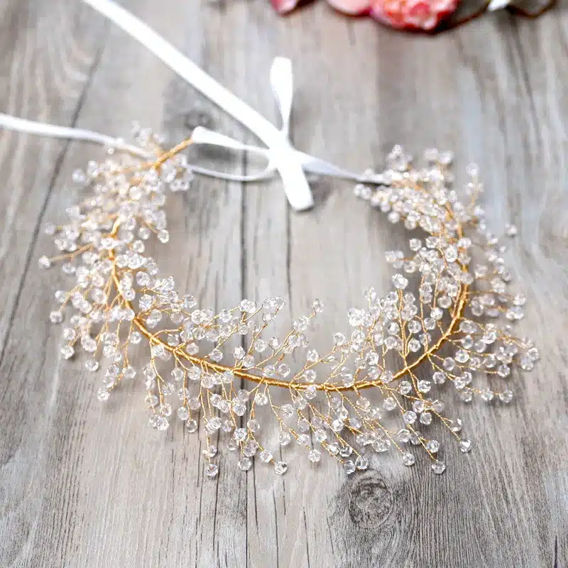 Jonnafe Handmade Pearl Bridal Headband Hair Vine Gold Wedding Tiara Hair Accessories Crystal Women Jewelry Headbands 13