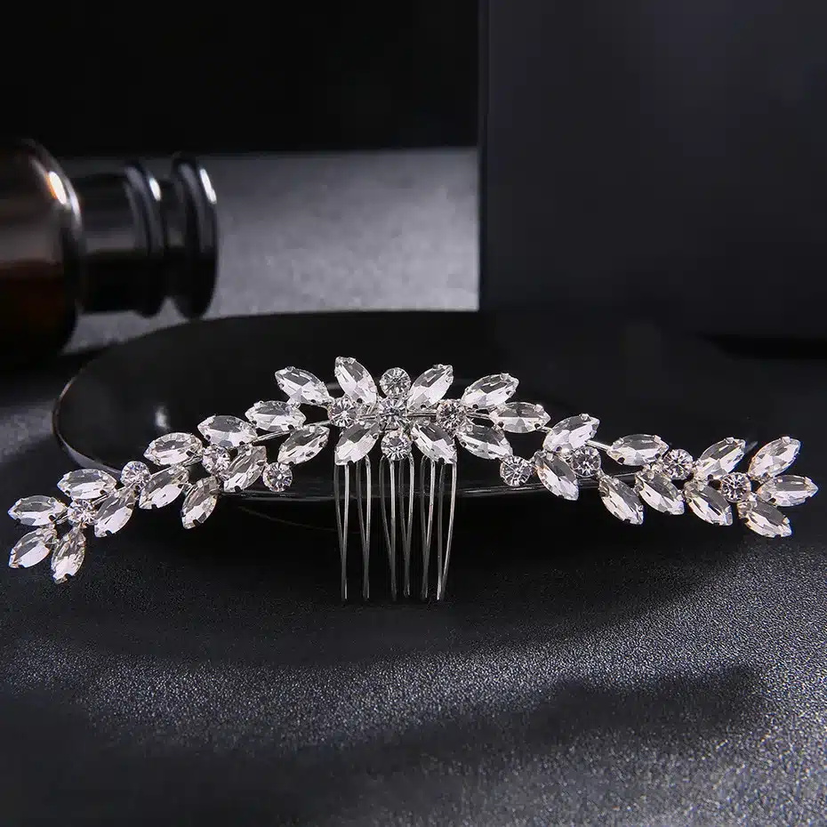Stunning Art Deco Vintage Silver Clear Rhinestone Crystal Flower Wedding Hair Comb Bridal Headpiece Hair accessories Bridesmaids 1