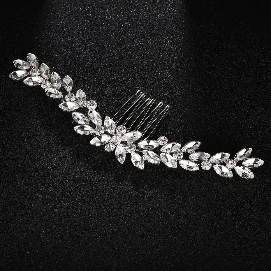 Stunning Art Deco Vintage Silver Clear Rhinestone Crystal Flower Wedding Hair Comb Bridal Headpiece Hair accessories Bridesmaids 2