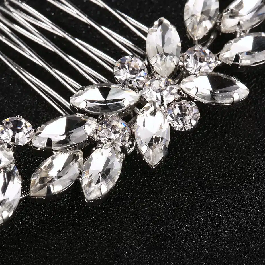 Stunning Art Deco Vintage Silver Clear Rhinestone Crystal Flower Wedding Hair Comb Bridal Headpiece Hair accessories Bridesmaids 3