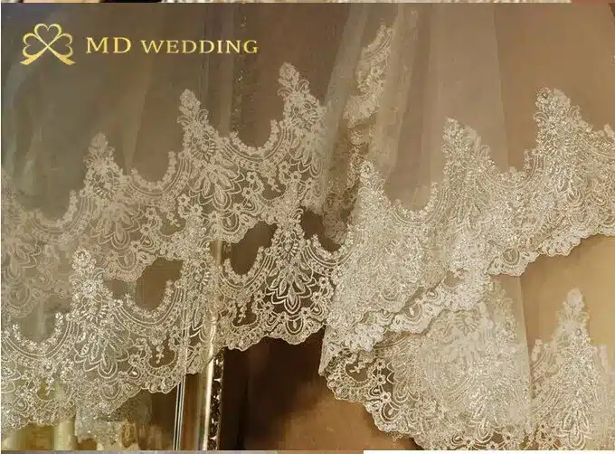 Real Photos 2018 White/Ivory Wedding Veil 3M With Comb Lace Beads Mantilla Bridal Veil Wedding Accessories Veu De Noiva MD47 5