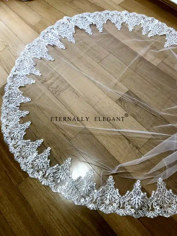 Real Photos 2018 White/Ivory Wedding Veil 3M With Comb Lace Beads Mantilla Bridal Veil Wedding Accessories Veu De Noiva MD47 11