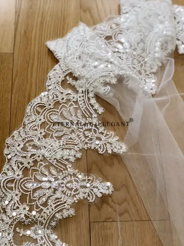 Real Photos 2018 White/Ivory Wedding Veil 3M With Comb Lace Beads Mantilla Bridal Veil Wedding Accessories Veu De Noiva MD47 13