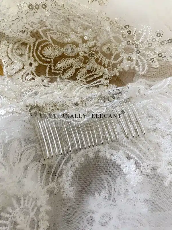 Real Photos 2018 White/Ivory Wedding Veil 3M With Comb Lace Beads Mantilla Bridal Veil Wedding Accessories Veu De Noiva MD47 15