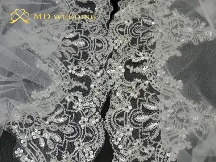 Real Photos 2018 White/Ivory Wedding Veil 3M With Comb Lace Beads Mantilla Bridal Veil Wedding Accessories Veu De Noiva MD47 17