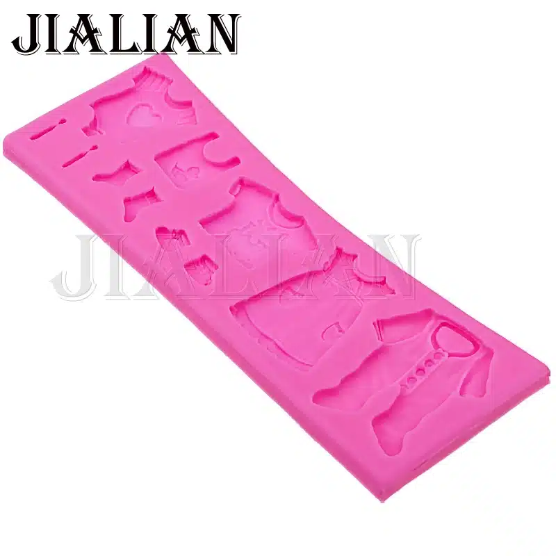 HOT Selling Pop 3D Baby Clothes Shower DIY Silicone Mould Fondant Kitchen Cake Decorating Mold for Chocolate Baking Tools T0534 12